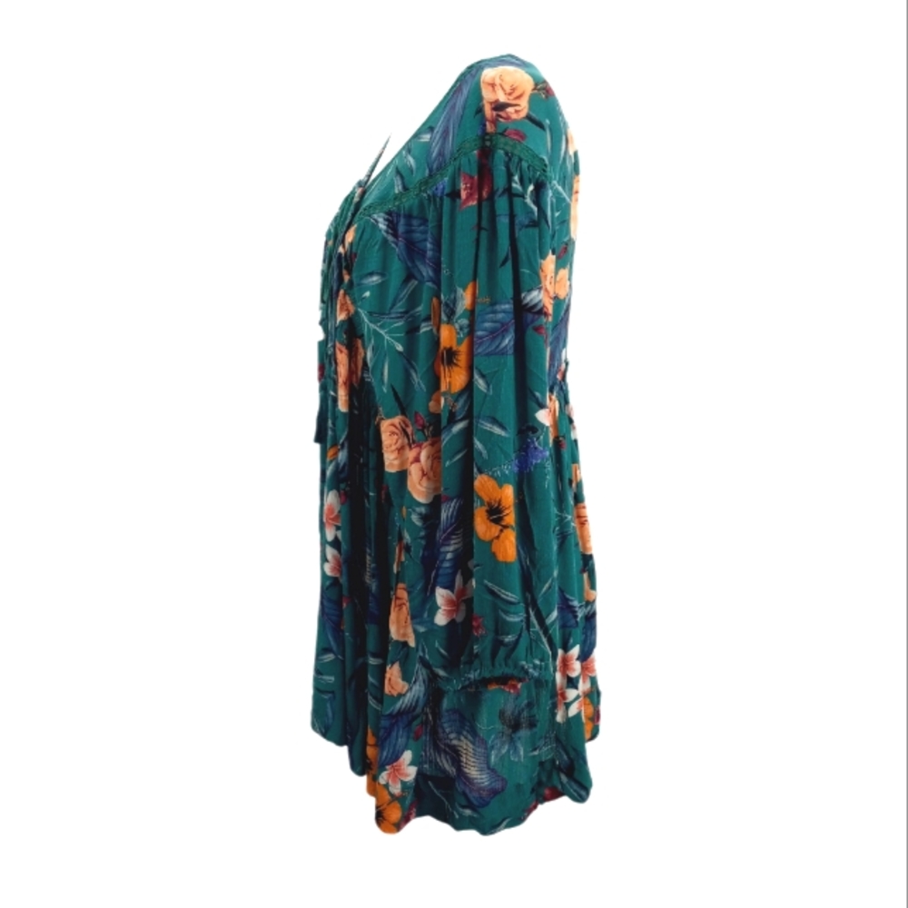 ODDY NWT Boho Tassel Tie Detail Floral Balloon Sleeve Peasant Style Tunic Top 1X - Picture 7 of 15